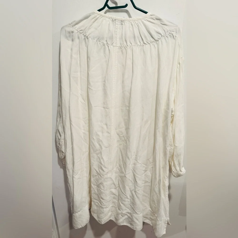 COS Oversized Gathered Mini Dress Tunic white linen tencel mod boho street L - Picture 7 of 8
